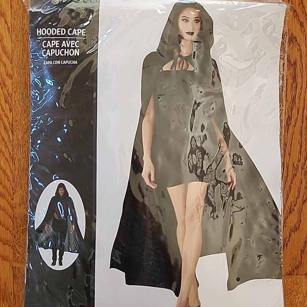 Black Hooded Cape, New, One Size Fits All